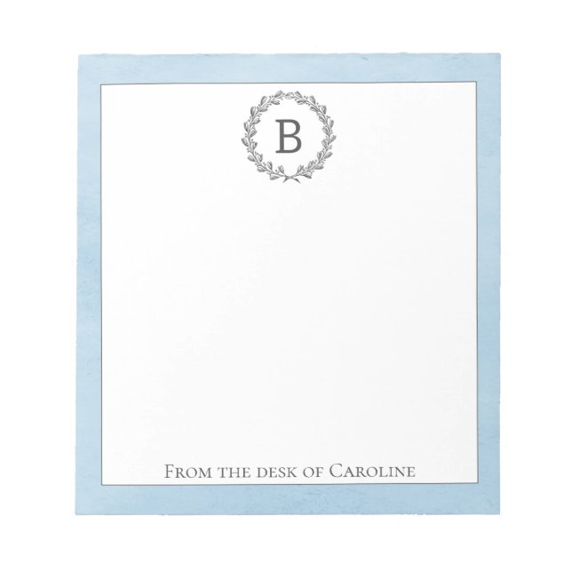 Bloc-notes pour monogramme de couronne bleue (Devant)