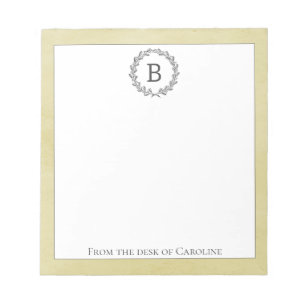Bloc-notes pour monogramme de couronne jaune