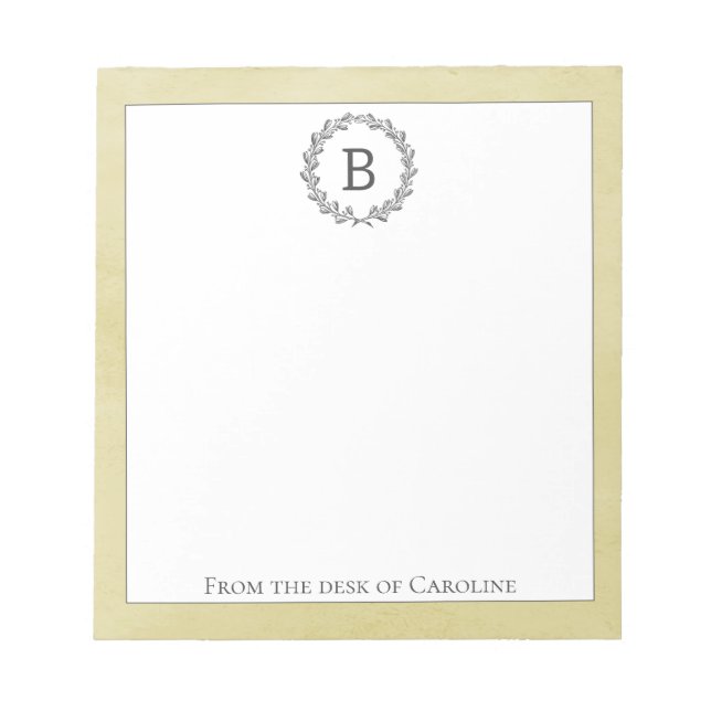 Bloc-notes pour monogramme de couronne jaune (Devant)