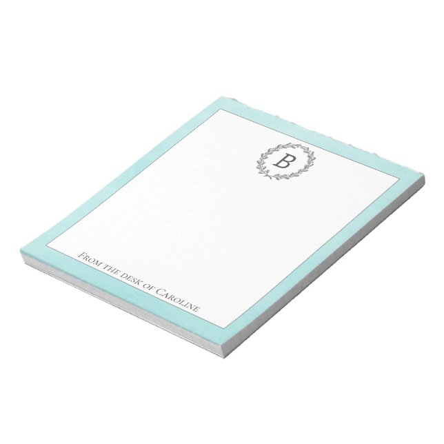 Bloc-notes pour monogramme de couronne turquoise (Tourné)
