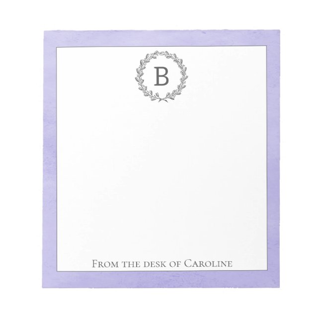 Bloc-notes pour monogramme de couronne violette (Devant)