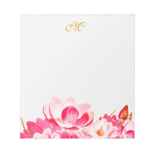 Bloc-notes pour monogramme floral rose printemps c