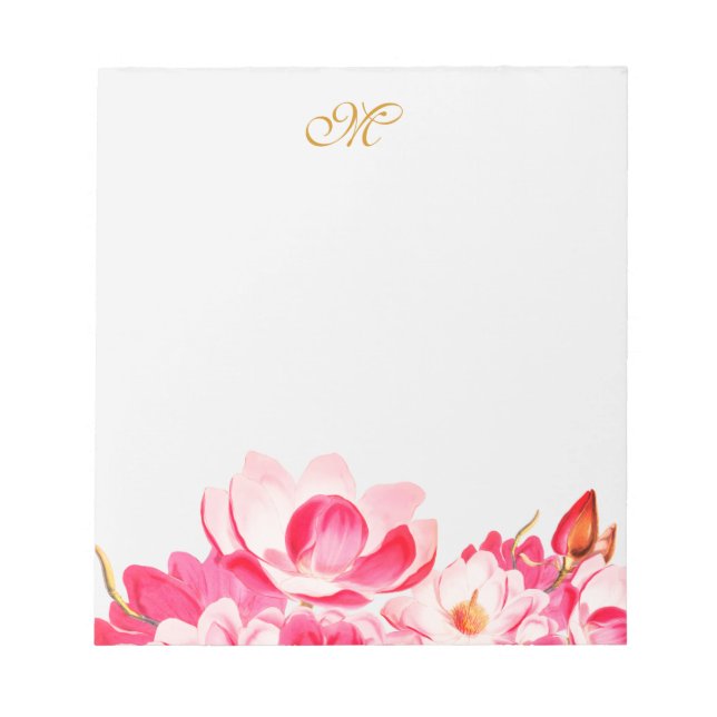 Bloc-notes pour monogramme floral rose printemps c (Devant)