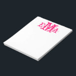 Bloc-notes pour monogramme personnalisé Grunge Chi<br><div class="desc">Grunge Chic Personnalisé Design Monogramme en rose et blanc</div>