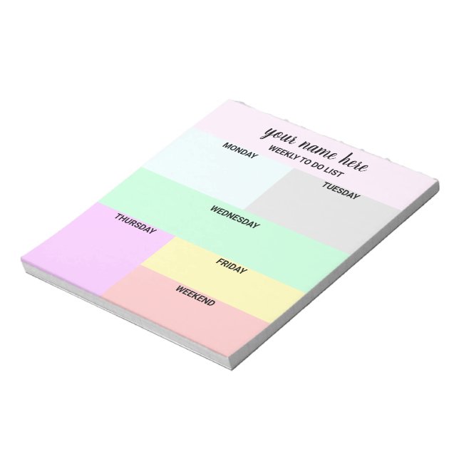 Bloc-notes pour planificateur hebdomadaire personn (Tourné)
