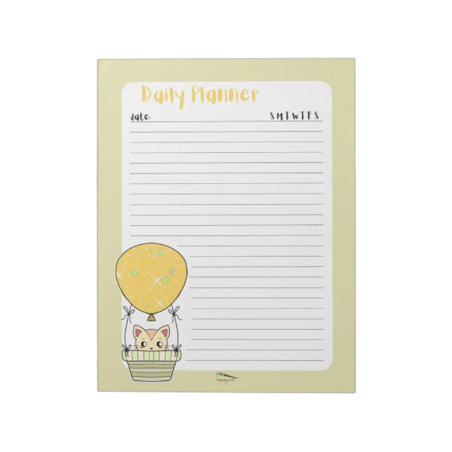Bloc-notes pour planificateur quotidien Kitty Jaun (Tourné)