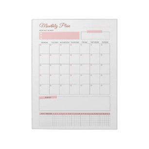 Bloc-notes pour un plan mensuel Pastel - Planifiez