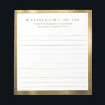 Bloc-notes professionnel blanc et or personnalisé<br><div class="desc">Améliorez votre image professionnelle grâce à ce Bloc-notes professionnel personnalisé White and Gold. Ce design épuré présente une typographie de bloc classique avec votre nom, titre et nom de société sur un arrière - plan blanc taillé dans l'or élégant. Il est parfait pour prendre des notes lors de réunions, de...</div>