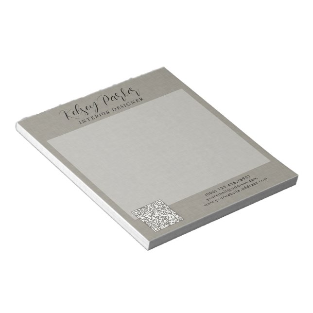 Bloc-notes QR-Code personnalisable texture de tiss (Incliné)