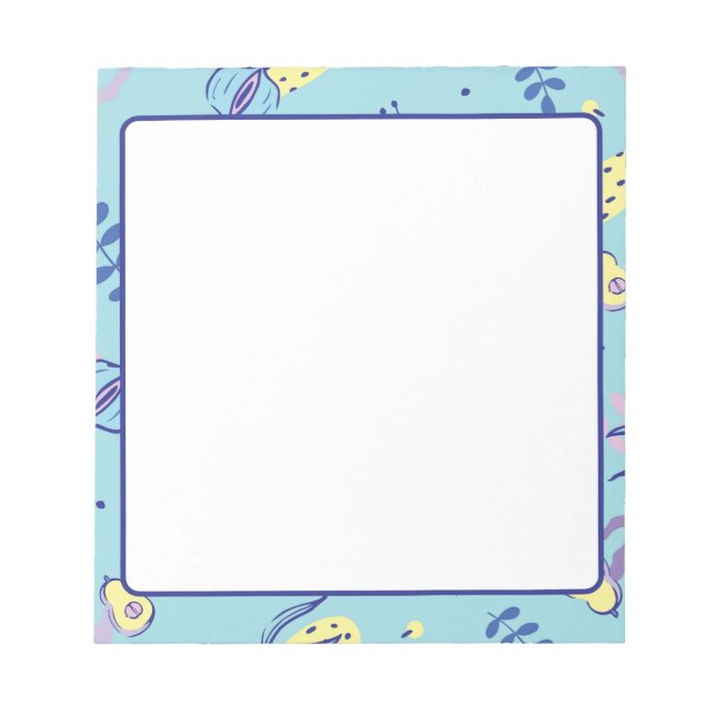 Bloc-notes quotidien à motif floral aqua (Devant)