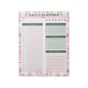 bloc-notes quotidien de planification florale
