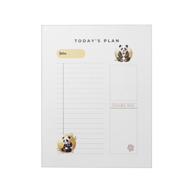 Bloc-notes quotidien de plans avec des pandas char (Tourné)