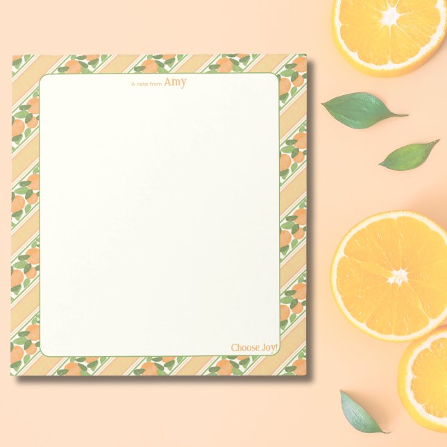 Bloc-notes rayé à personnaliser Orange Grove   (Personalized Orange Grove Striped Notepad  )