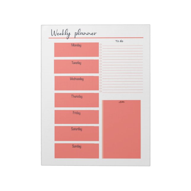 Bloc-notes Red Weekly Planner (Tourné)