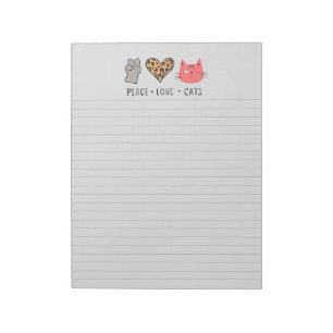 Bloc-notes relié aux chats Peace Love