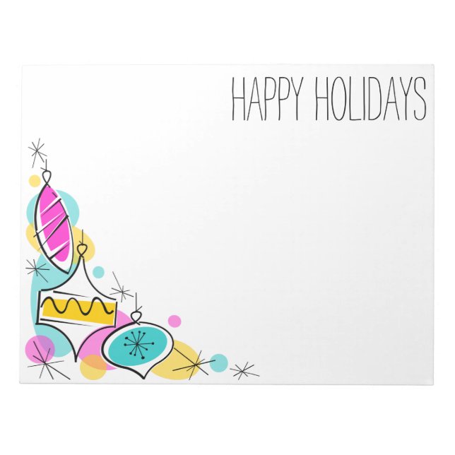 Bloc-notes Retro Tree Baubles Corner Holidays (Devant)