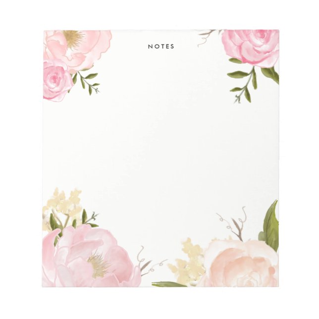 Bloc-notes romantique rose aquarelle (Devant)