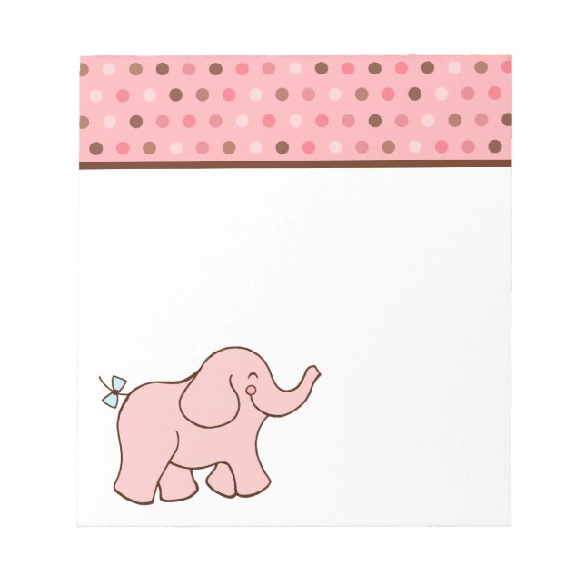 Bloc-notes rose bébé éléphant (Devant)
