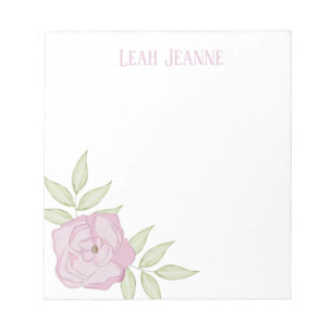 Bloc-notes rose fleuri esquisse 5,5" x 6" - 40 pag