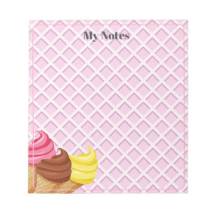 Bloc-notes rose gaufre crème glacée