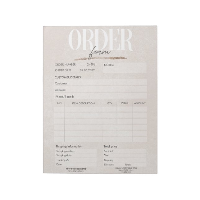 Bloc-notes rose Gold Rose Business Order Form (Tourné)