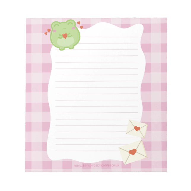 Bloc-notes rose grenouille mignonne pour la Saint- (Devant)