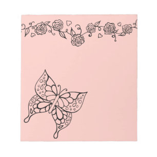 Bloc-notes Rose papillon