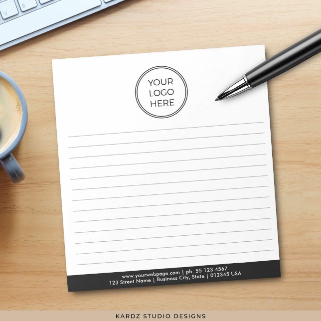 Bloc-notes simple moderne avec logo d'entreprise (Notepad shown in 5.5 x 6 inches. Add your logo and business information. )