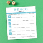 Bloc-notes simple Sky Blue Bunco<br><div class="desc">Retirez autant de cartes de score que nécessaire de ce bloc-notes et rationalisez votre jeu Bunco avec ces prêts à aller et facile à utiliser déchirer des feuilles de score et chaque joueur peut facilement garder trace de leurs victoires et pertes ainsi que des buncos de tallage et des petits...</div>