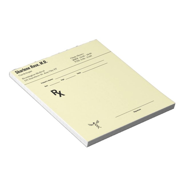 Bloc-notes sur ordonnance personnalisé - RX pour m (Incliné)