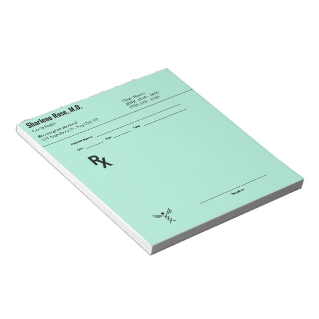 Bloc-notes sur ordonnance personnalisé - RX pour m (Incliné)