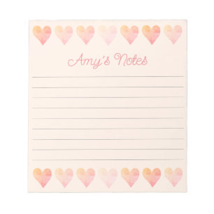 Bloc-notes Sweet Orange et Coeurs Rose