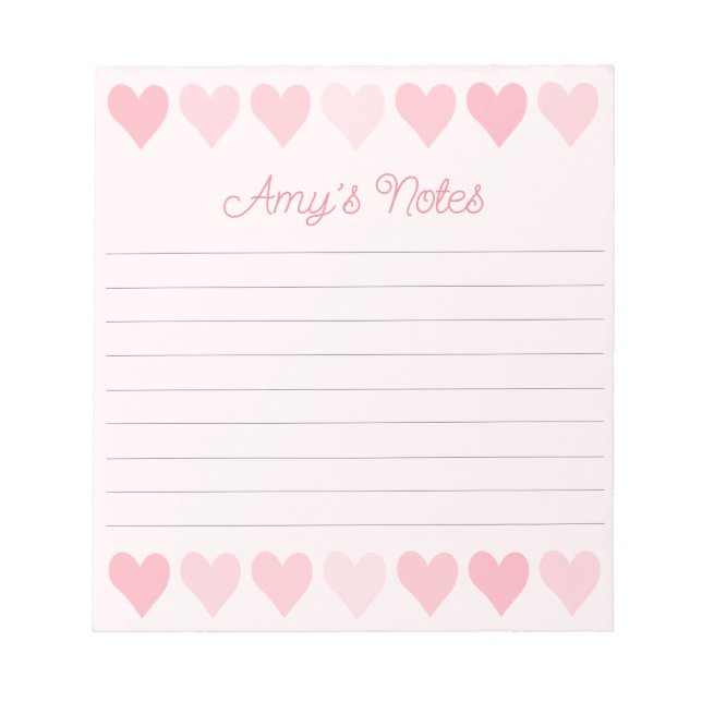 Bloc-notes Sweet Pink Hearts (Devant)