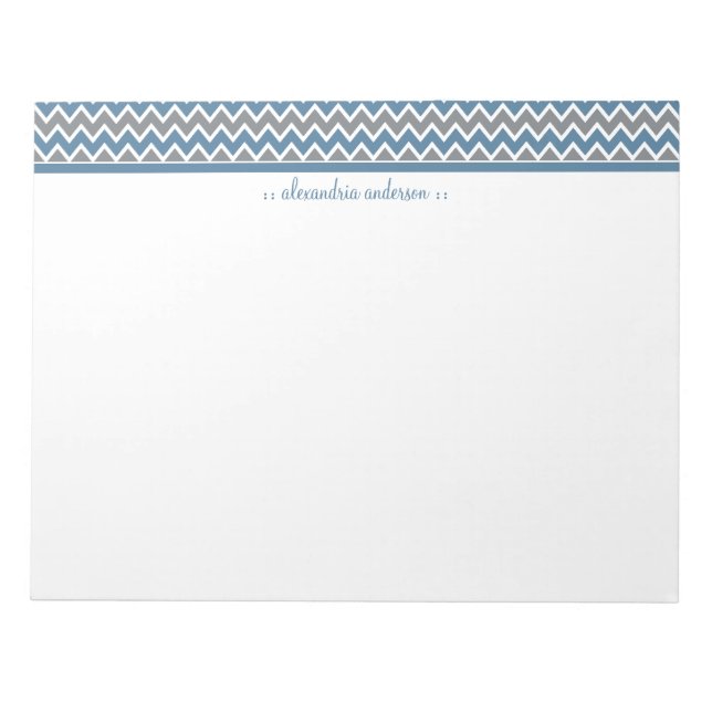 Bloc-notes tendance personnalisé Motif Chevron (bl (Devant)