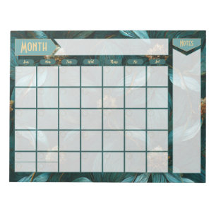 Bloc-notes turquoise et Gold Floral Perpetal Calen