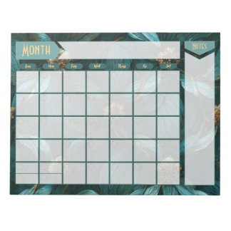 Bloc-notes turquoise et Gold Floral Perpetal Calen