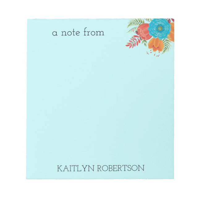 Bloc-notes Turquoise rétro Coral Orange (Devant)
