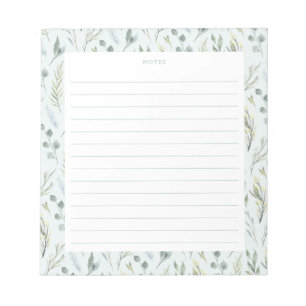 Bloc-notes vert bleu botanique Aquarelle Florales