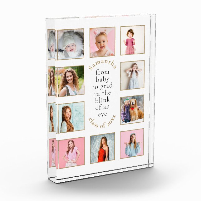 Bloc Photo 10 Photos Baby to Grad Nom Année Diplôme (Gauche)