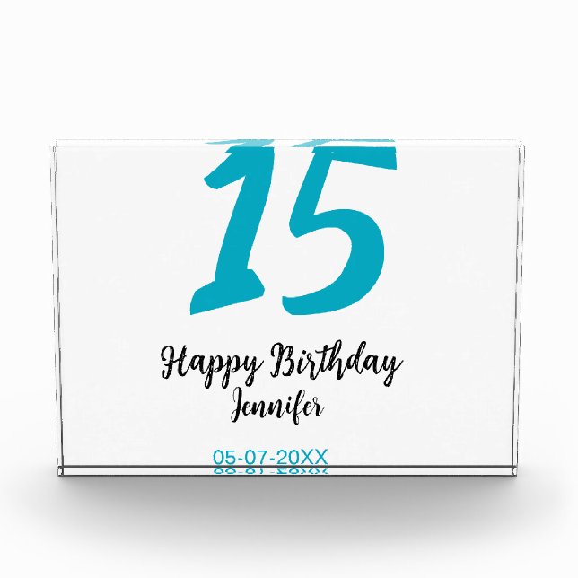 Bloc Photo 15e anniversaire quiencenera ajouter date année te (Devant)
