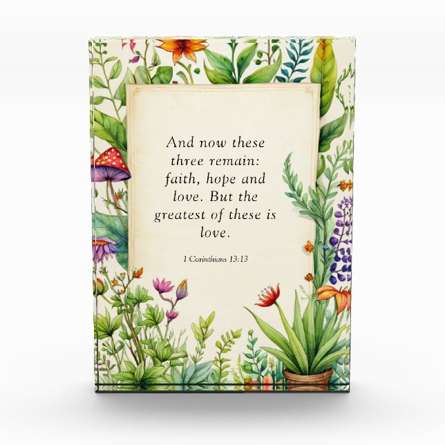 Bloc Photo 1 Corinthiens 13:13 Bible chrétienne Verse (Devant)