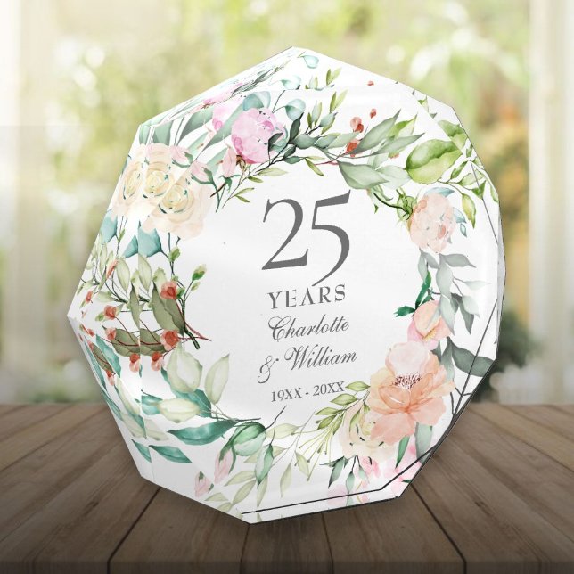 Bloc Photo 25e anniversaire Mariage d'argent Roses Garland (25th Silver Wedding Anniversary Roses Garland Photo Block)