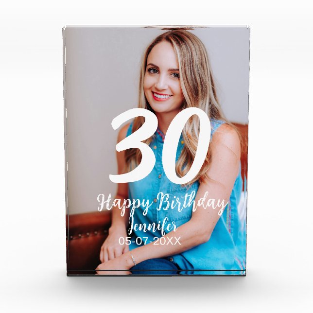 Bloc Photo 30e anniversaire ajouter nom date année photo blan (Devant)