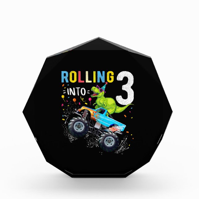 Bloc Photo 3 ans Anniversaire Dinosaur Monster Famille de cam (Devant)