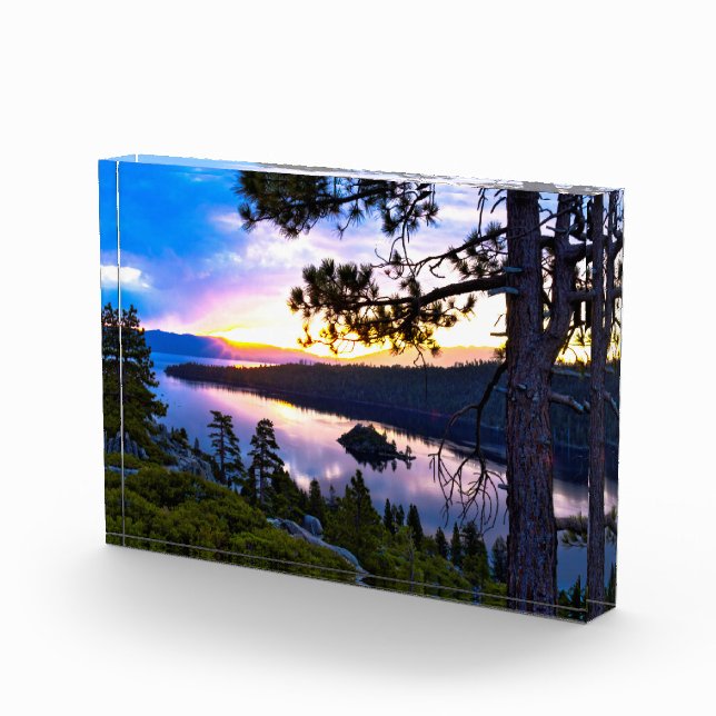 Bloc Photo 3D Glass Lake Tahoe Emerald Bay Art (Droite)