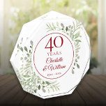 Bloc Photo 40e anniversaire de la Mariage Ruby Elégante verdu<br><div class="desc">Featuring delicate soft watercolor leaves,  this chic botanical 40th wedding anniversary design can design can be personalised with your special anniversary information in elegant ruby red text. Designed by Thisisnotme</div>