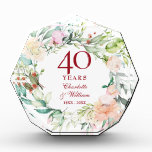 Bloc Photo 40e anniversaire du Mariage Ruby Garland Rose<br><div class="desc">Doté d'une délicate guirlande florale d'aquarelle,  cet élégant gardien du 40e anniversaire mariage peut être personnalisé avec vos informations spéciales d'anniversaire dans un texte élégant. Conçu par Thisisnotme©</div>