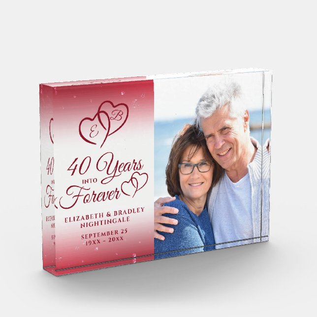 Bloc Photo 40e Anniversaire Ruby Heart 40 ANS EN FOREVER (Gauche)