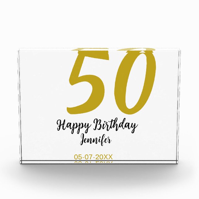 Bloc Photo 50e anniversaire ajouter nom date année noire modè (Devant)