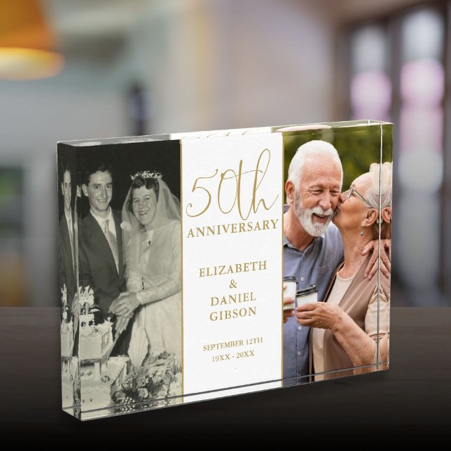 Bloc Photo 50e anniversaire de mariage Anniversaire doré 2 (50th Wedding Golden Anniversary 2 Photo Block)
